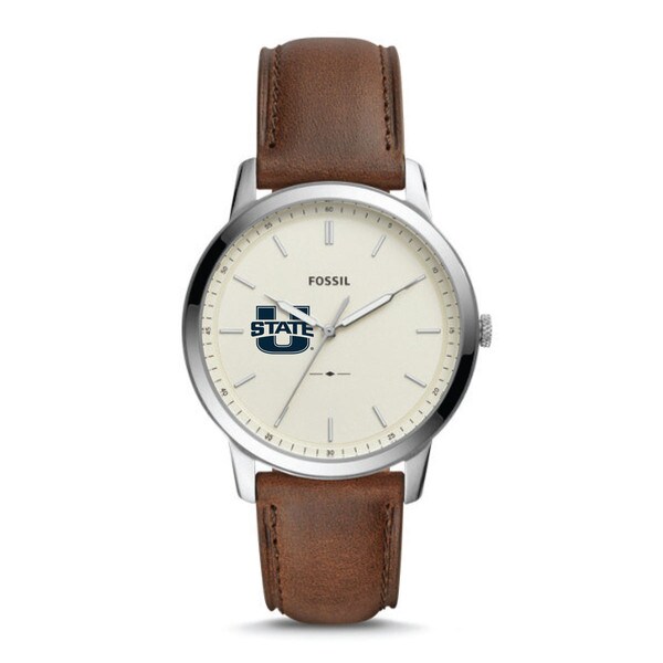 The Minimalist Three-Hand U-State Brown Leather Fossil Watch